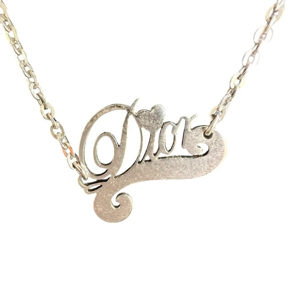 Dior Silver Script Necklace - Picture 7 of 12